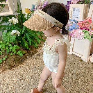 Đồ bơi một mảnh đính hoa nổi, bikini phối bèo lệch vai tiểu thư ngọt ngào cho bé gái