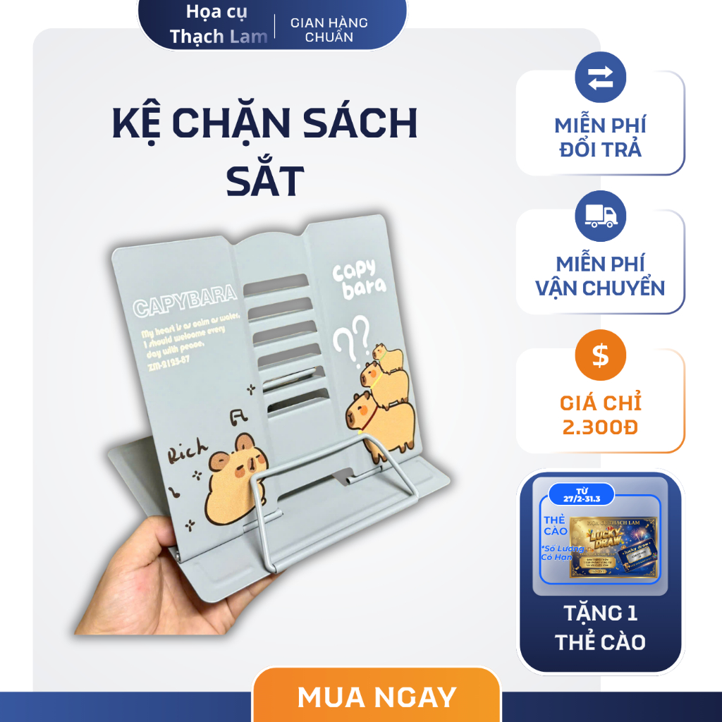 Kệ Chặn Sách Đọc Sách Gấp Gọn Hoạt Hình Capybara Dễ Thương Cho Học Sinh – Giá Đỡ Sách