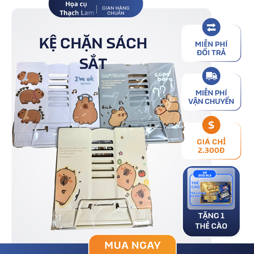 Kệ Chặn Sách Đọc Sách Gấp Gọn Hoạt Hình Capybara Dễ Thương Cho Học Sinh – Giá Đỡ Sách