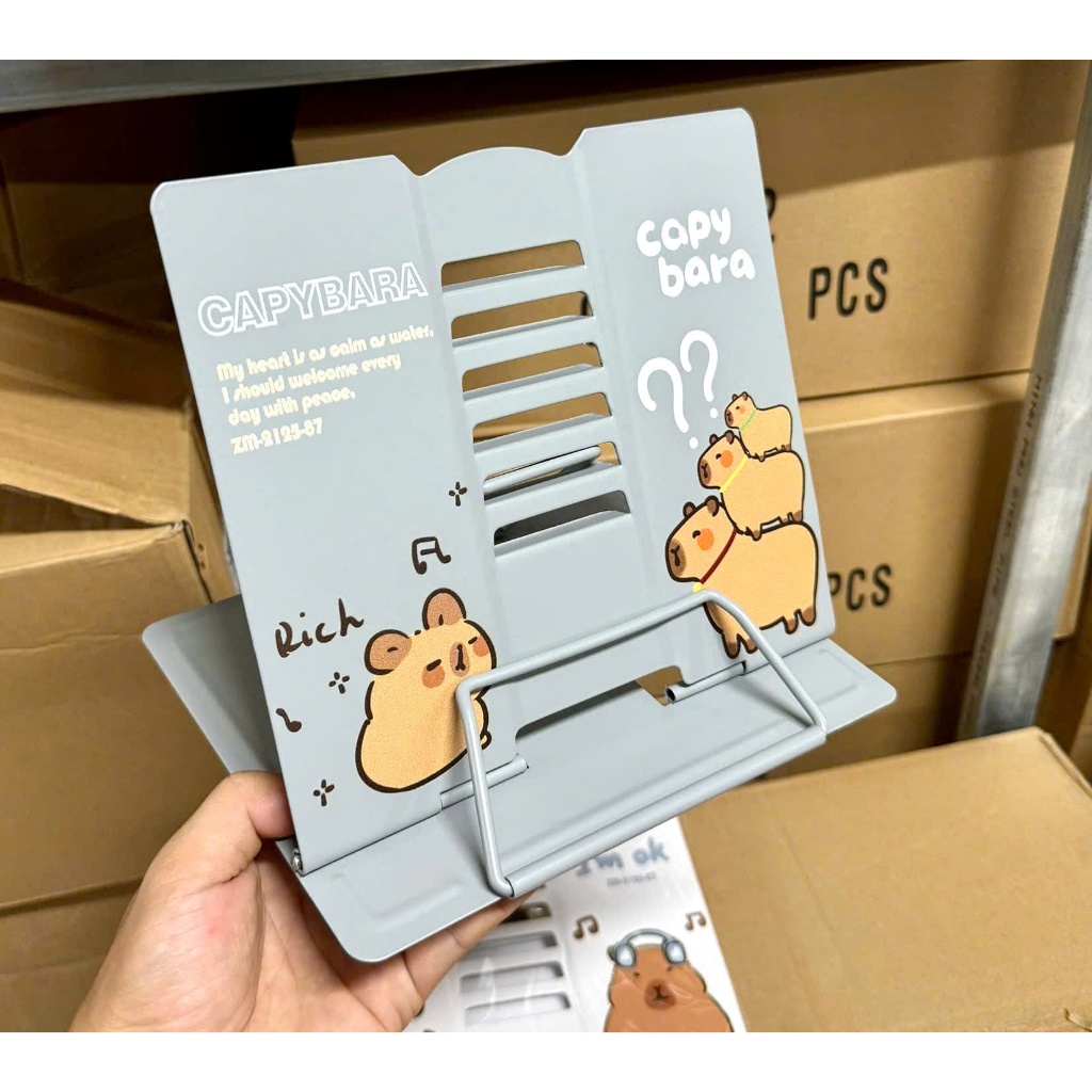Kệ Chặn Sách Đọc Sách Gấp Gọn Hoạt Hình Capybara Dễ Thương Cho Học Sinh – Giá Đỡ Sách