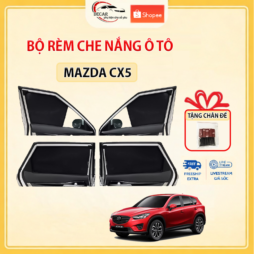 Rèm che nắng ô tô Mazda CX5 2013-2017, 2018-2024 - Bộ 4 tấm rèm che nắng xe hơi có hít nam châm