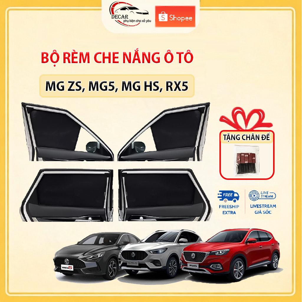 Rèm Che Nắng Ô Tô MGHS, MGZS, MG5 số tự động, MG5 số sàn, MG RX5 - Bộ 4 Tấm Rèm Chắn Nắng Cửa Kính Xe Hơi Chống Tia UV