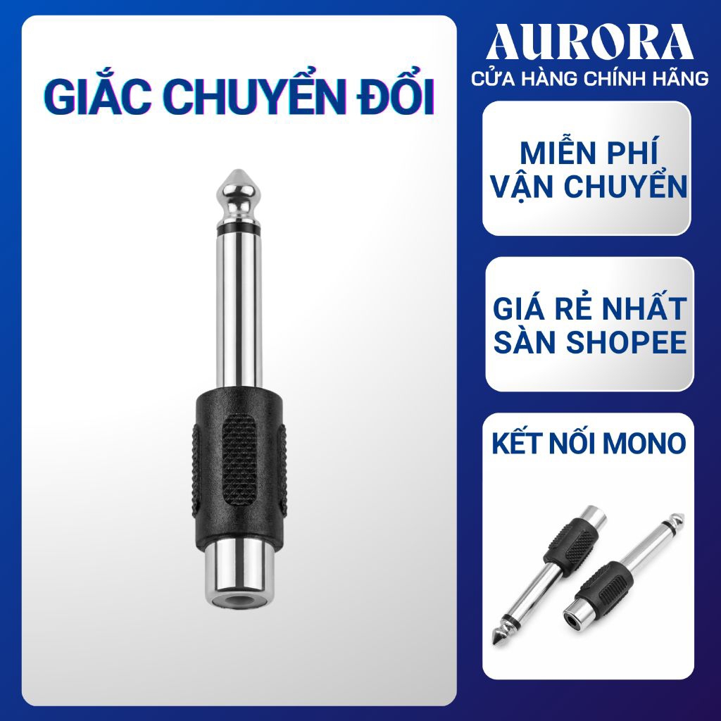 Jack chuyển đổi 6.5mm ra hoa sen RCA mạ niken - Âm thanh chuẩn, kết nối ổn
