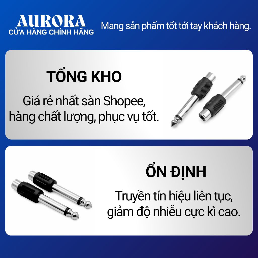 Jack chuyển đổi 6.5mm ra hoa sen RCA mạ niken - Âm thanh chuẩn, kết nối ổn