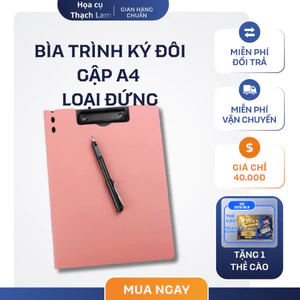 Bìa Trình Ký Đôi Gập A4 Loại Đứng – Nhựa Dẻo Cao Cấp, Màu Pastel