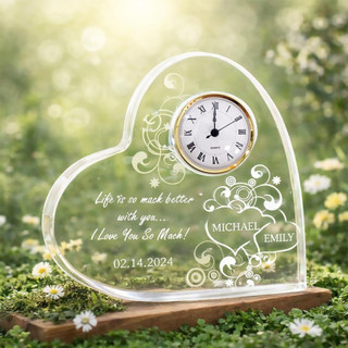 Đồng Hồ Để Bàn In Hình Theo Yêu Cầu - Quà Tặng Kỷ Niệm Cưới, Sinh Nhật Mica Pha Lê Sang Trọng