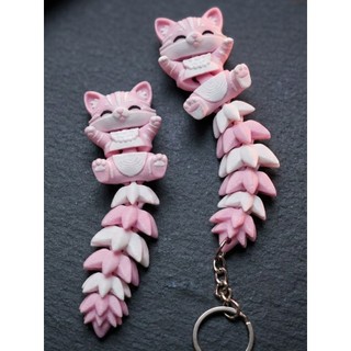 Móc khóa Mèo đuôi dài cử động 3D - Đồ chơi móc khóa cute