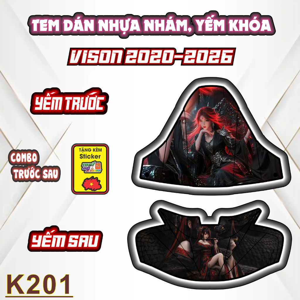 Tem Dán Nhựa Nhám VISION 2020-2026 Mẫu Mỹ Nhân Cô Trang  Độc Đáo, Cá Tính - Sticker Trang Trí Xe Máy Chống Bay Màu.
