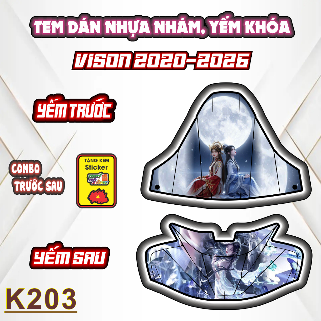 Tem Dán Nhựa Nhám VISION 2020-2026 Mẫu Mỹ Nhân Cô Trang  Độc Đáo, Cá Tính - Sticker Trang Trí Xe Máy Chống Bay Màu.