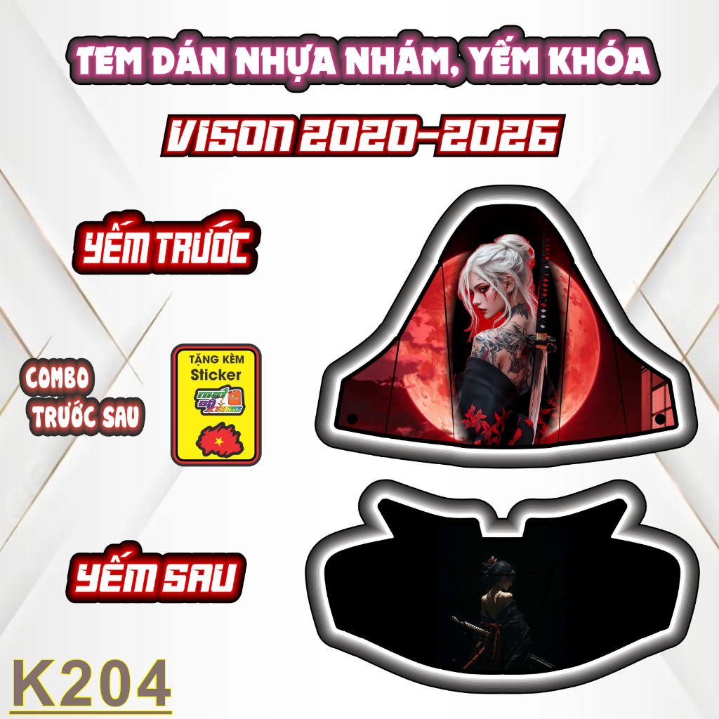 Tem Dán Nhựa Nhám VISION 2020-2026 Mẫu Mỹ Nhân Cô Trang  Độc Đáo, Cá Tính - Sticker Trang Trí Xe Máy Chống Bay Màu.