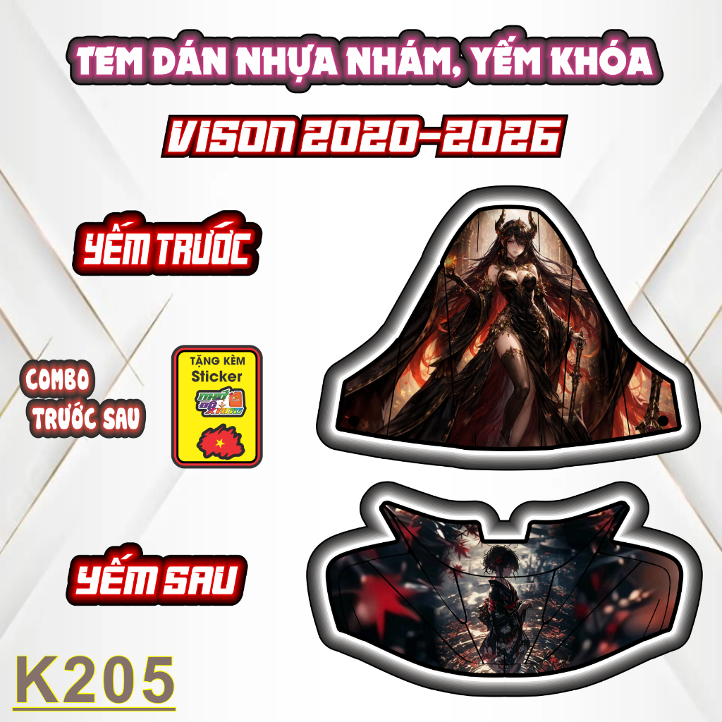Tem Dán Nhựa Nhám VISION 2020-2026 Mẫu Mỹ Nhân Cô Trang  Độc Đáo, Cá Tính - Sticker Trang Trí Xe Máy Chống Bay Màu.