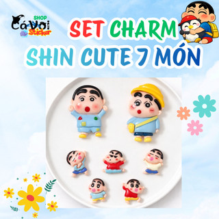 Set Charm Shin Cậu Bé Bút Chì Cute 7 Món – Charm Shinchan Kawaii Trang Trí Dép