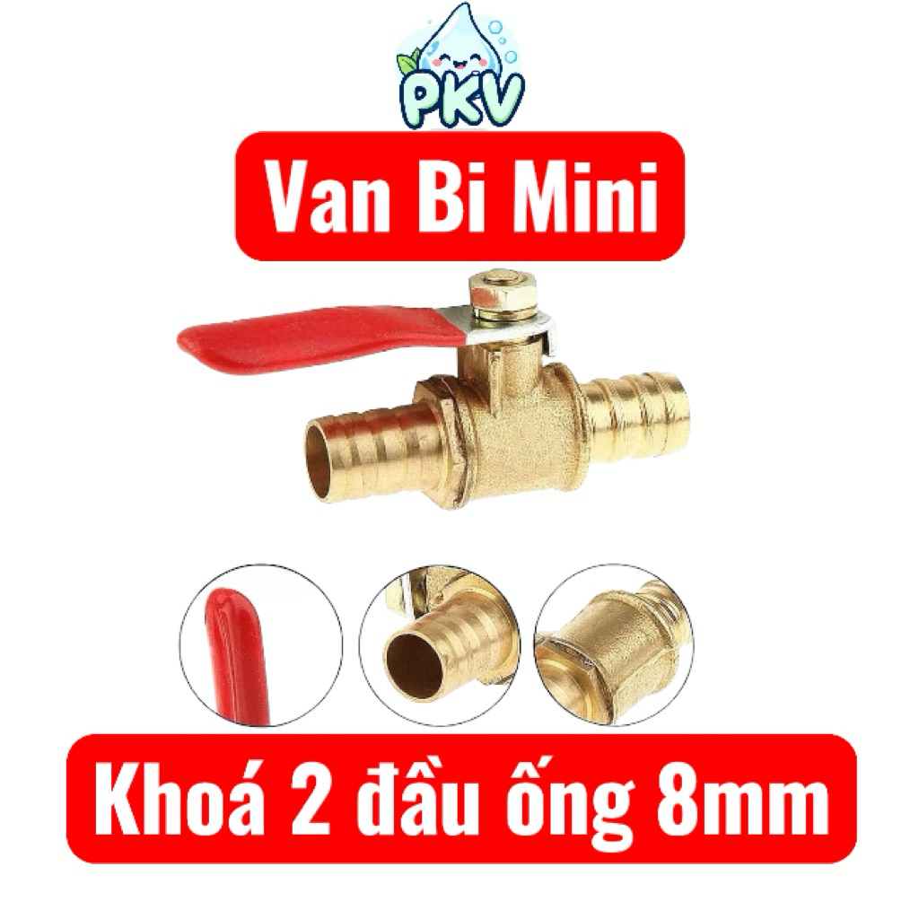 [Giá Rẻ] Combo 4 Cái-Van Bi Mini Đồng Khóa 2 Đầu Ống 8mm – Van Khóa Nước / Khí Nén Nối Ống Mềm 8mm