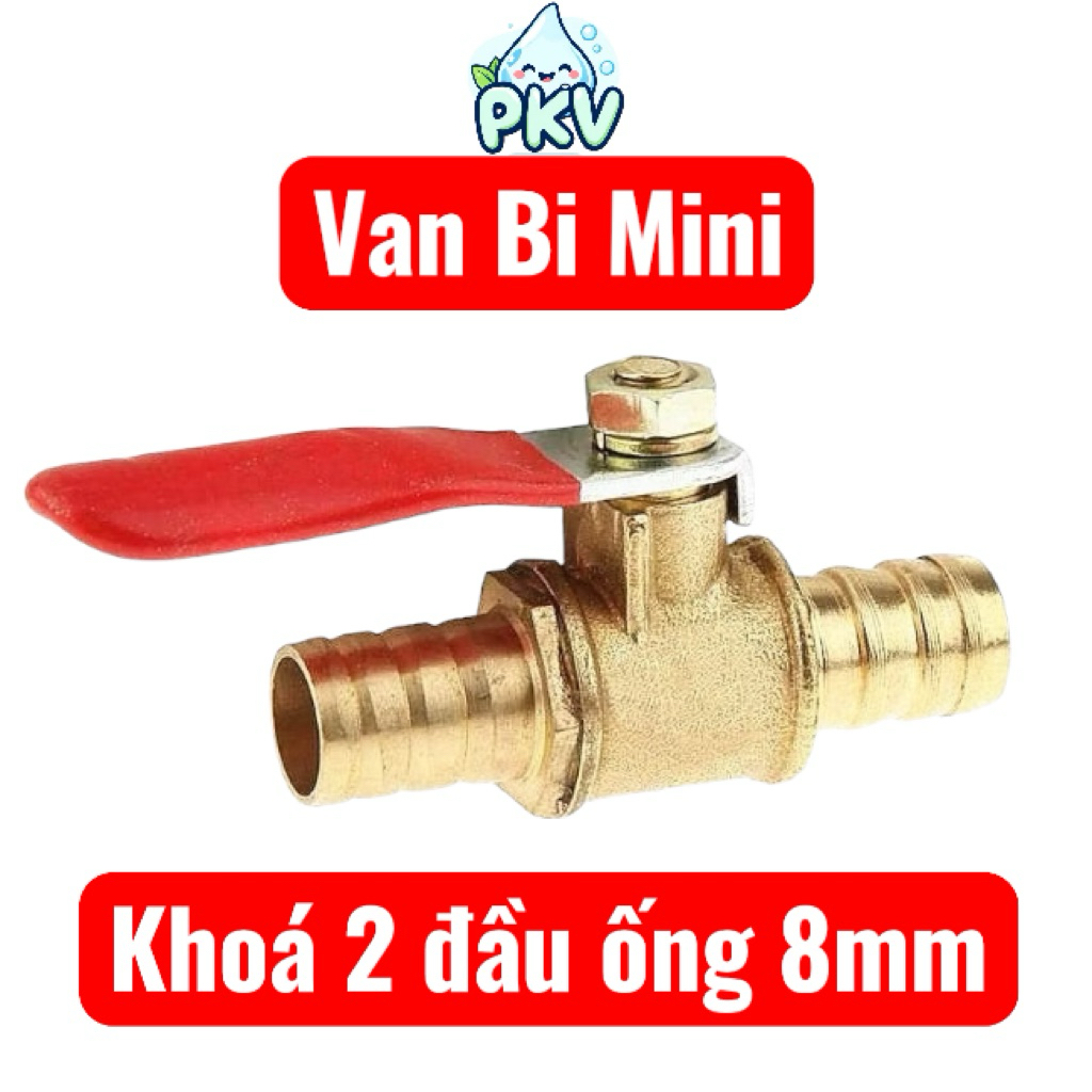 [Giá Rẻ] Combo 4 Cái-Van Bi Mini Đồng Khóa 2 Đầu Ống 8mm – Van Khóa Nước / Khí Nén Nối Ống Mềm 8mm
