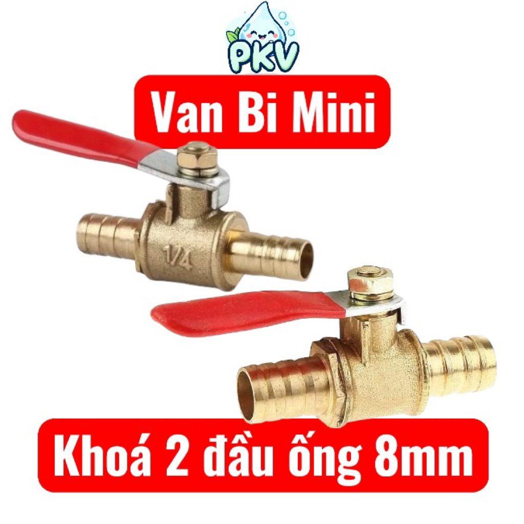 [Giá Rẻ] Combo 4 Cái-Van Bi Mini Đồng Khóa 2 Đầu Ống 8mm – Van Khóa Nước / Khí Nén Nối Ống Mềm 8mm