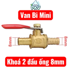 Combo 4 Cái-Van Bi Mini Đồng Khóa 2 Đầu Ống 8mm – Van Khóa Nước / Khí Nén Nối Ống Mềm 8mm