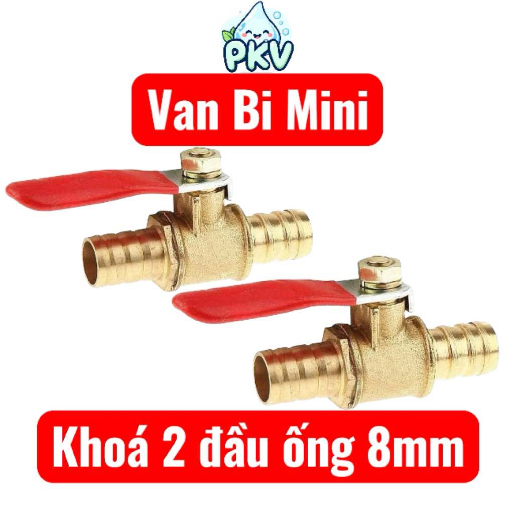 [Giá Rẻ] Combo 4 Cái-Van Bi Mini Đồng Khóa 2 Đầu Ống 8mm – Van Khóa Nước / Khí Nén Nối Ống Mềm 8mm