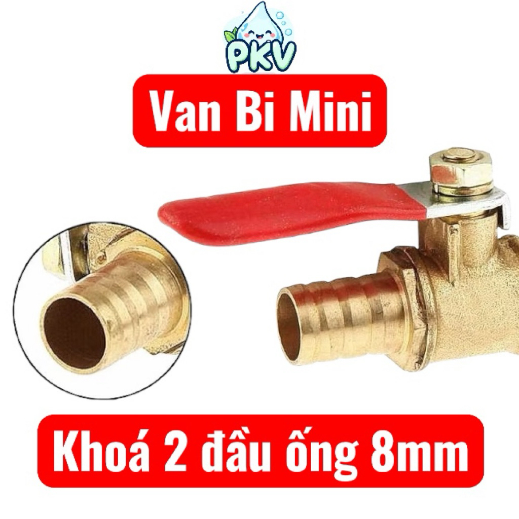 [Giá Rẻ] Combo 4 Cái-Van Bi Mini Đồng Khóa 2 Đầu Ống 8mm – Van Khóa Nước / Khí Nén Nối Ống Mềm 8mm