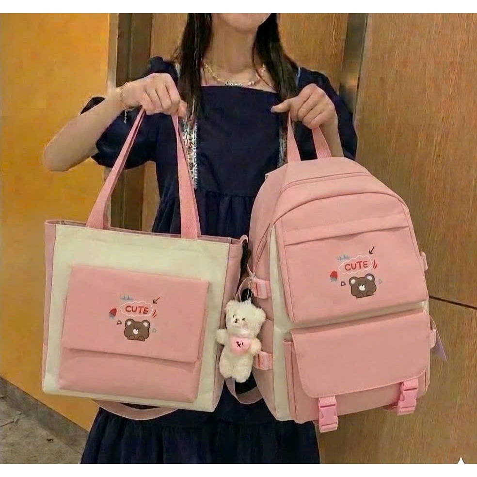 Combo Balo 2 Món Đi Học, Cặp Thời Trang – SET GẤU CUTE
