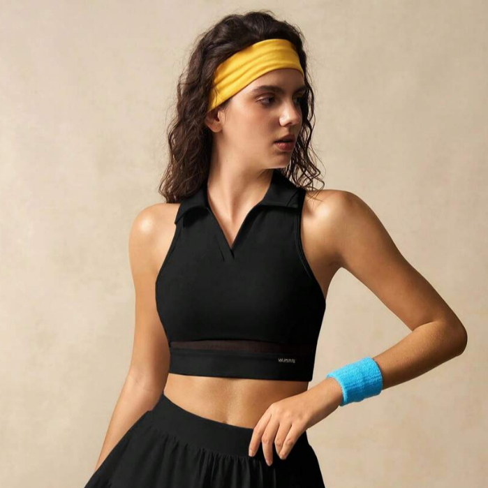 Áo Crop Top Thể Thao Nữ UYNSPORTY Không Tay, Phối Lưới Trong Suốt Co Giãn, Dễ Phối, Áo Thể Thao Nữ