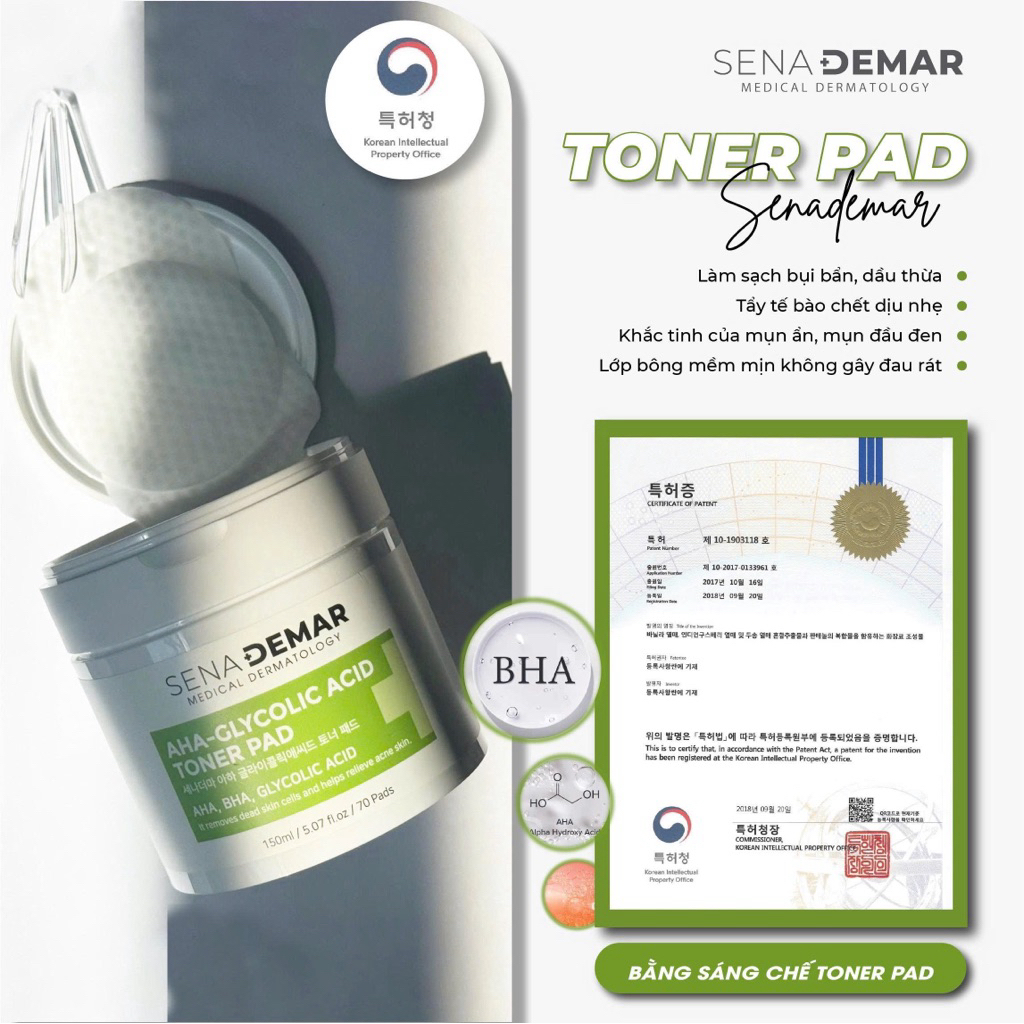 Toner pad Sena demar AHA-glycolic acid toner pad 150ml - hạn 2028 Hàn Quốc toner pad senademar  IS306