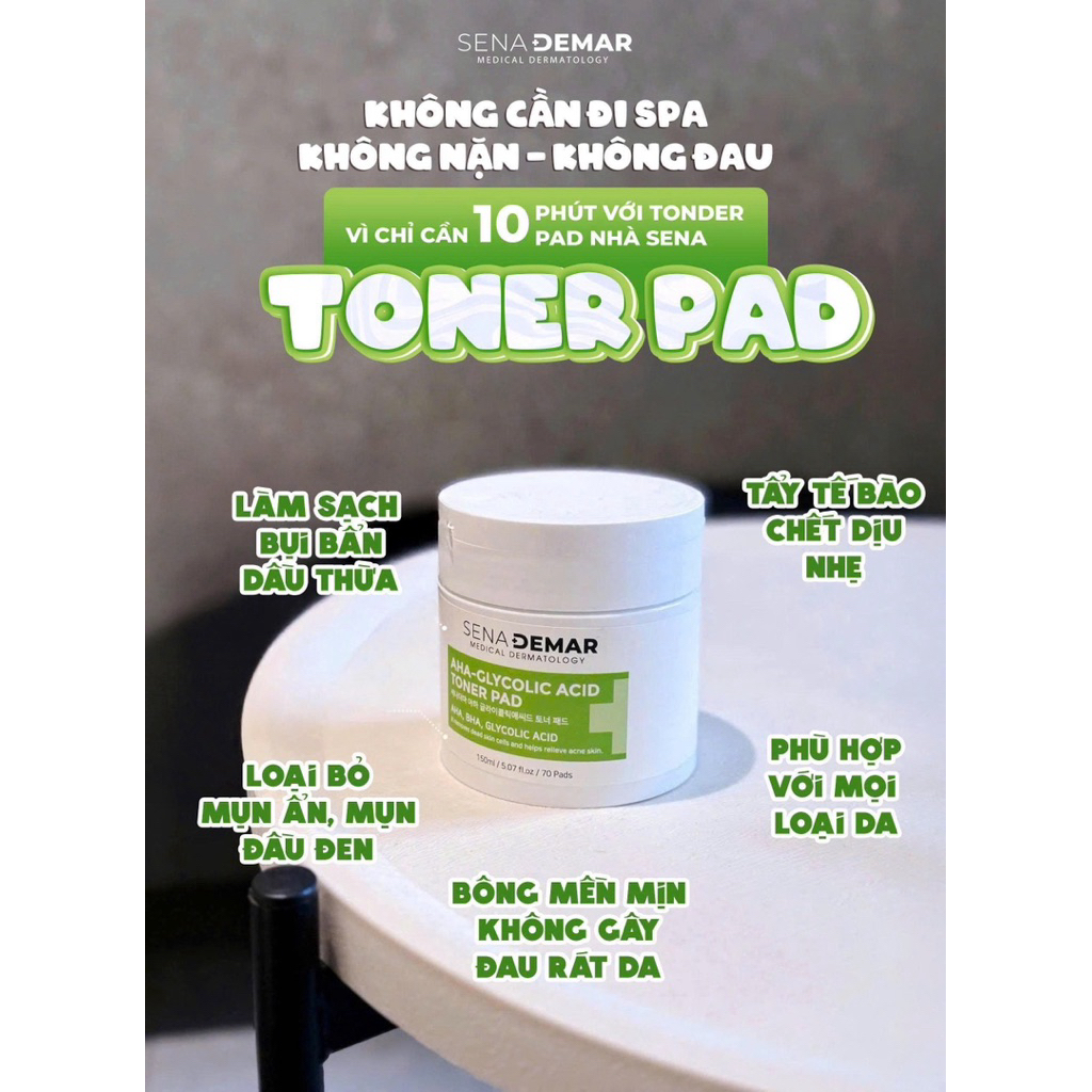 Toner pad Sena demar AHA-glycolic acid toner pad 150ml - hạn 2028 Hàn Quốc toner pad senademar  IS308