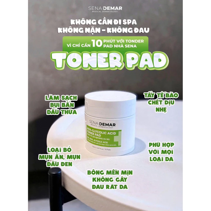 Toner pad Sena demar AHA-glycolic acid toner pad 150ml - hạn 2029 Hàn Quốc toner pad senademar WZ355