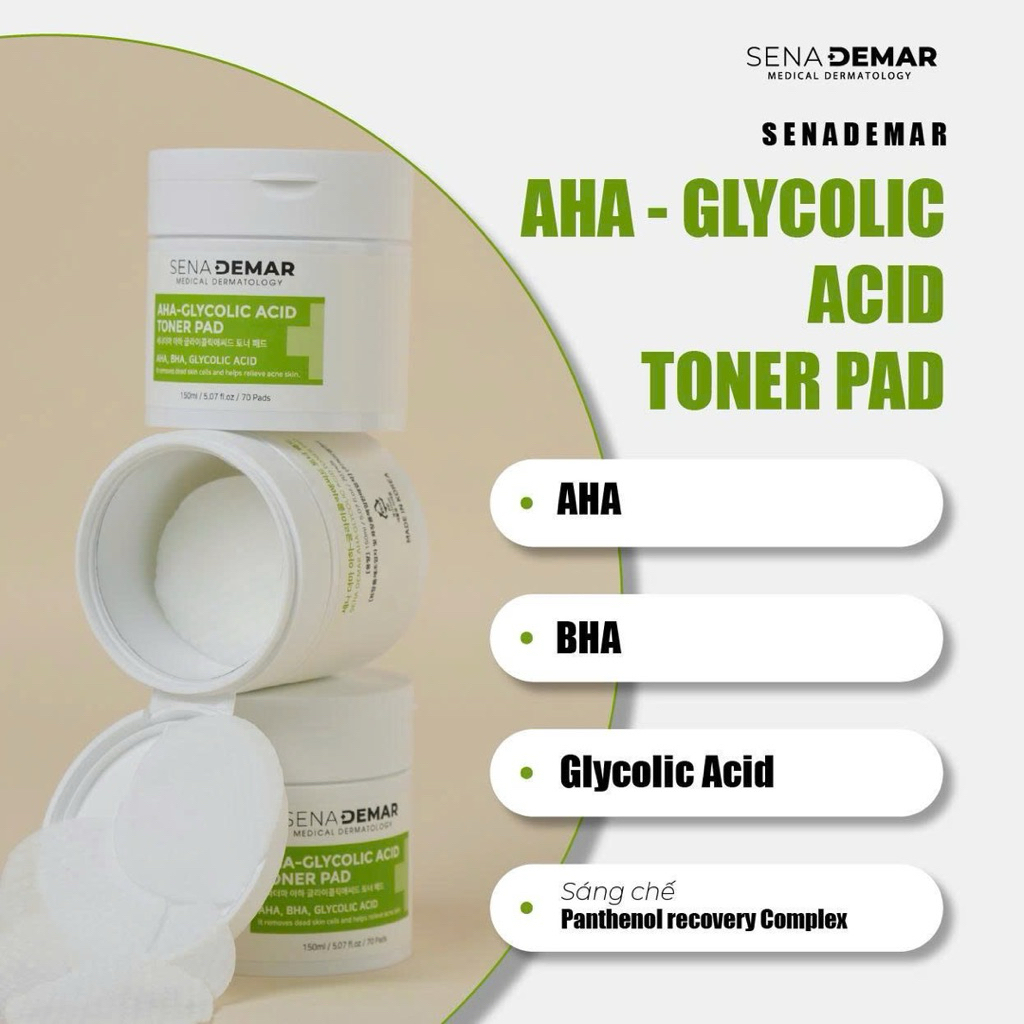 Toner pad Sena demar AHA-glycolic acid toner pad 150ml - hạn 2028 Hàn Quốc toner pad senademar  IS306