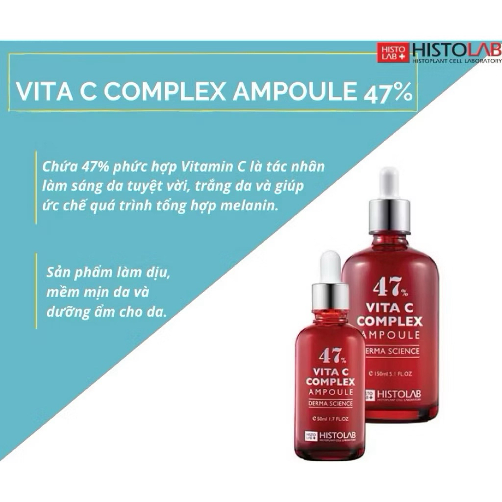Serum Dưỡng Trắng Da HISTOLAB Vita C Complex Ampoule 47% 50ml/lọ - hạn 2028 HQ serum vitamin C histolab  IS313