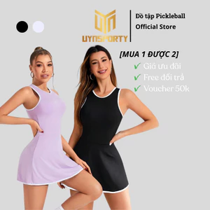 Váy Pickleball Nữ UYNSPORTY Không Tay Phối Lưới Hở Lưng Kèm Short, Bộ Đồ Pickleball Nữ