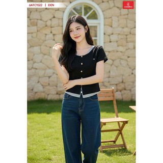 6ATC15 Áo thun nữ CARDINA chất cotton cộc tay phối giả 2 lớp