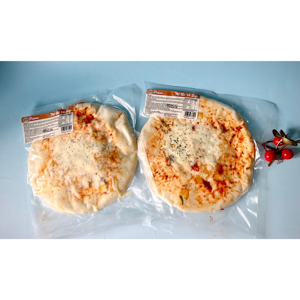 Bánh Pizza Thịt Bò + Bắp ( chế biến sẵn, chưa nướng, size 15cm)