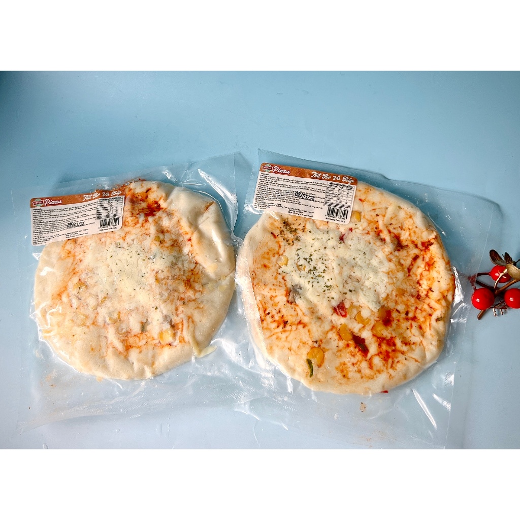 Bánh Pizza Thịt Bò + Bắp ( chế biến sẵn, chưa nướng, size 15cm)