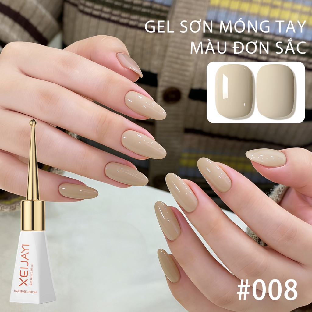 XEIJAYI 10ml - Sơn móng tay dạng gel màu trà sữa, bền màu và thích hợp sử dụng tại salon.