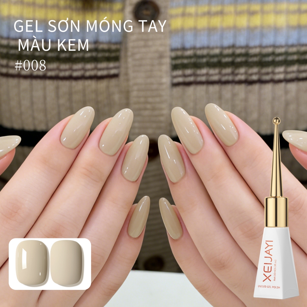 XEIJAYI 10ml - Sơn móng tay dạng gel màu trà sữa, bền màu và thích hợp sử dụng tại salon.