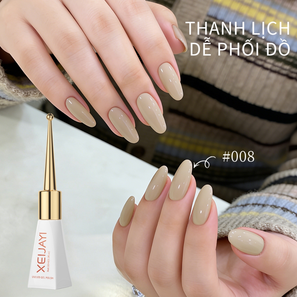 XEIJAYI 10ml - Sơn móng tay dạng gel màu trà sữa, bền màu và thích hợp sử dụng tại salon.