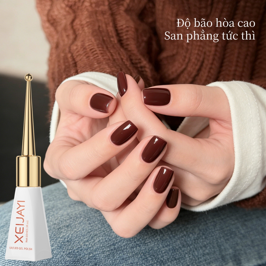 XEIJAYI 10ml - Sơn móng tay dạng gel màu nâu đỏ, màu sắc bền lâu, thích hợp cho việc tự làm nghệ thuật vẽ móng.