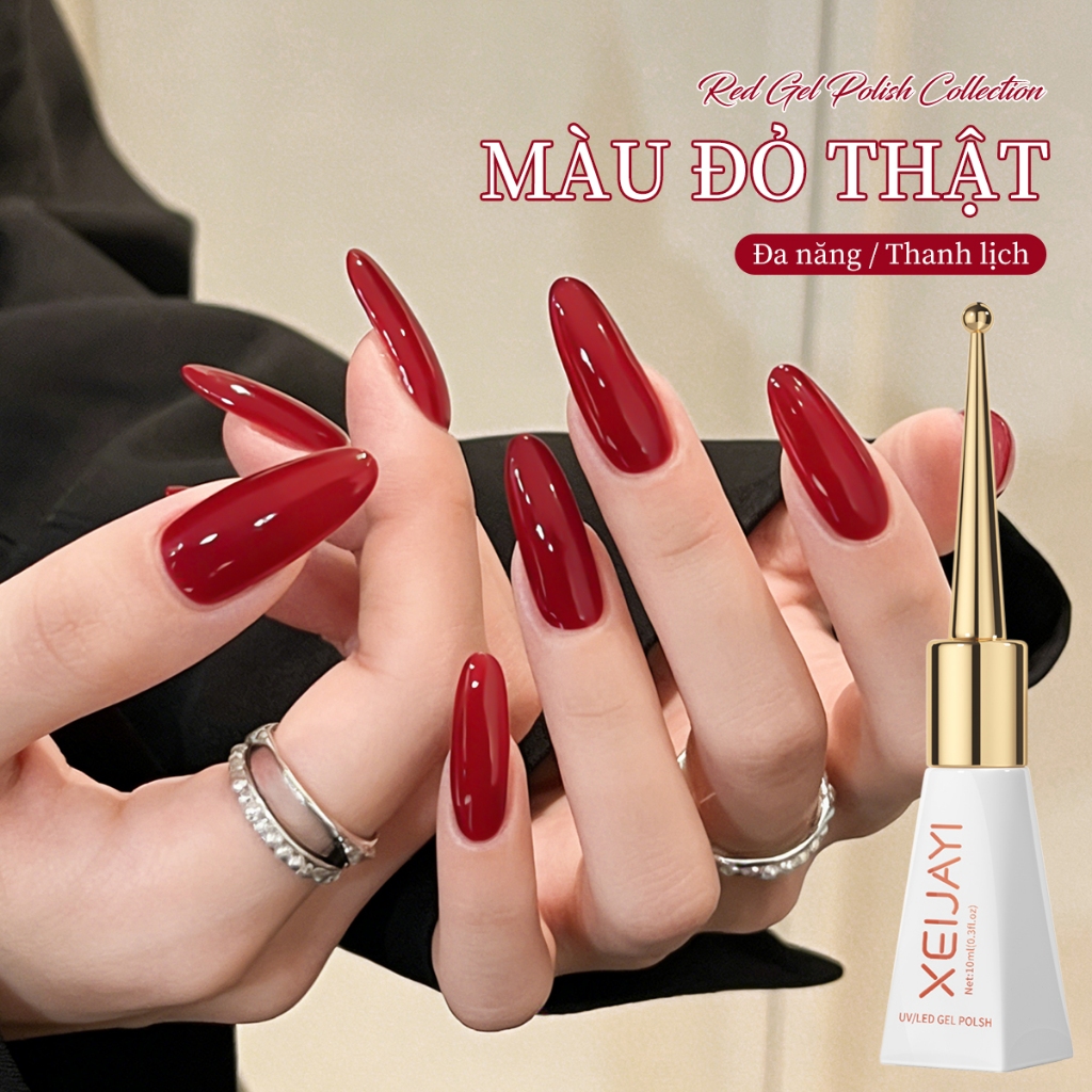 XEIJAYI 10ml - Sơn móng tay dạng gel màu đỏ cổ điển, phù hợp cho salon và mọi tông da.