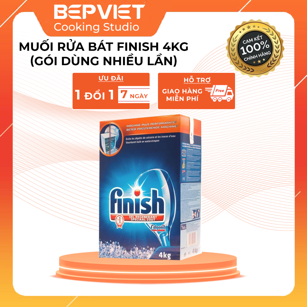 Muối rửa bát Finish1Kg, 1.2Kg, 1.5kg, 4kg không mùi sử dụng cho mọi loại máy rửa chén bát
