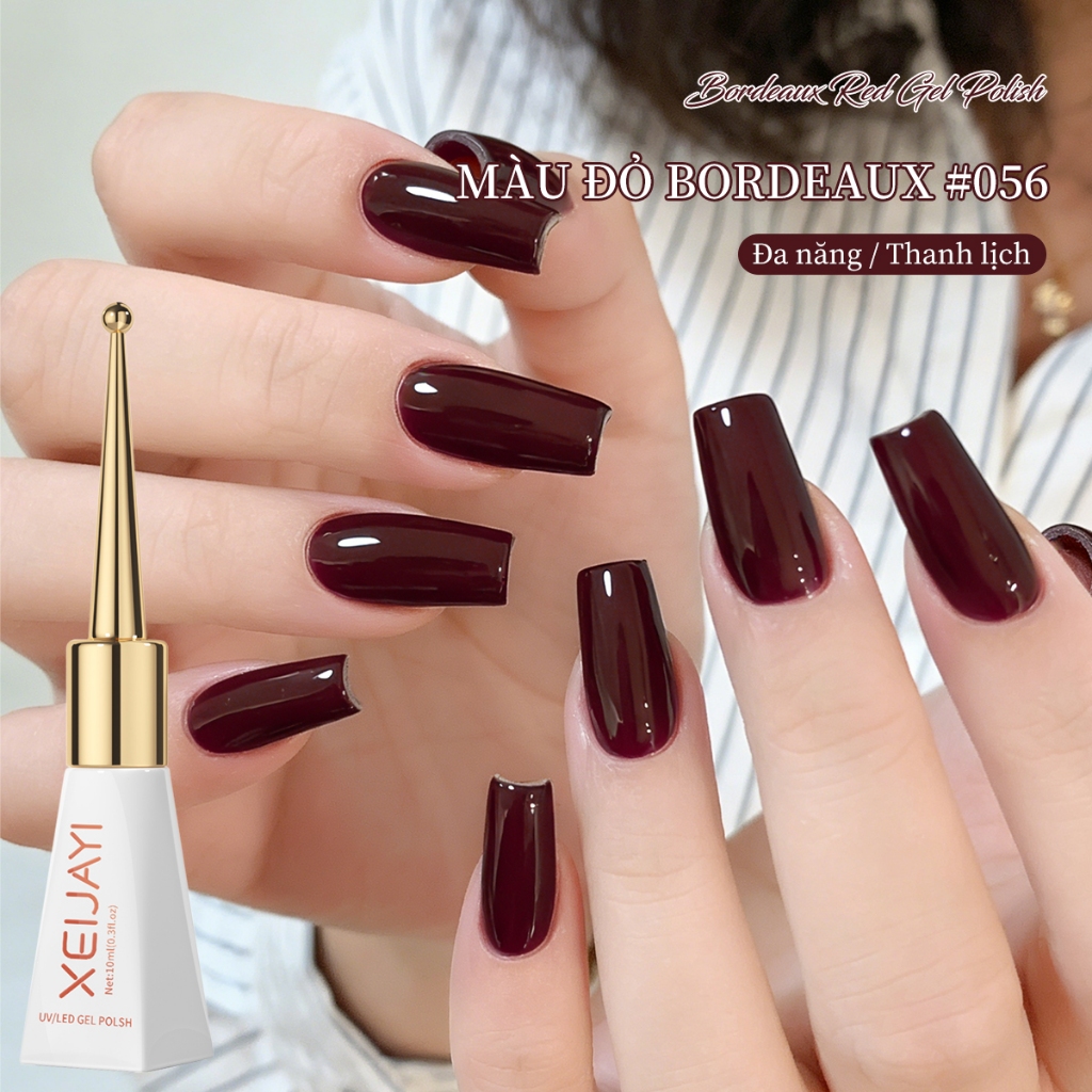XEIJAYI 10ml - Sơn móng tay dạng gel màu đỏ Bordeaux mới, màu sắc bền lâu, thích hợp cho việc tự làm nghệ thuật vẽ móng.