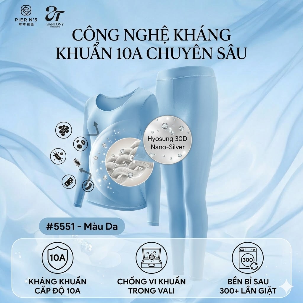 [MUA ÁO TẶNG QUẦN] Set Layer Tàng Hình Đi Biển Santony 5551 - Che Nắng Định Hình Nhẹ PIER N°5