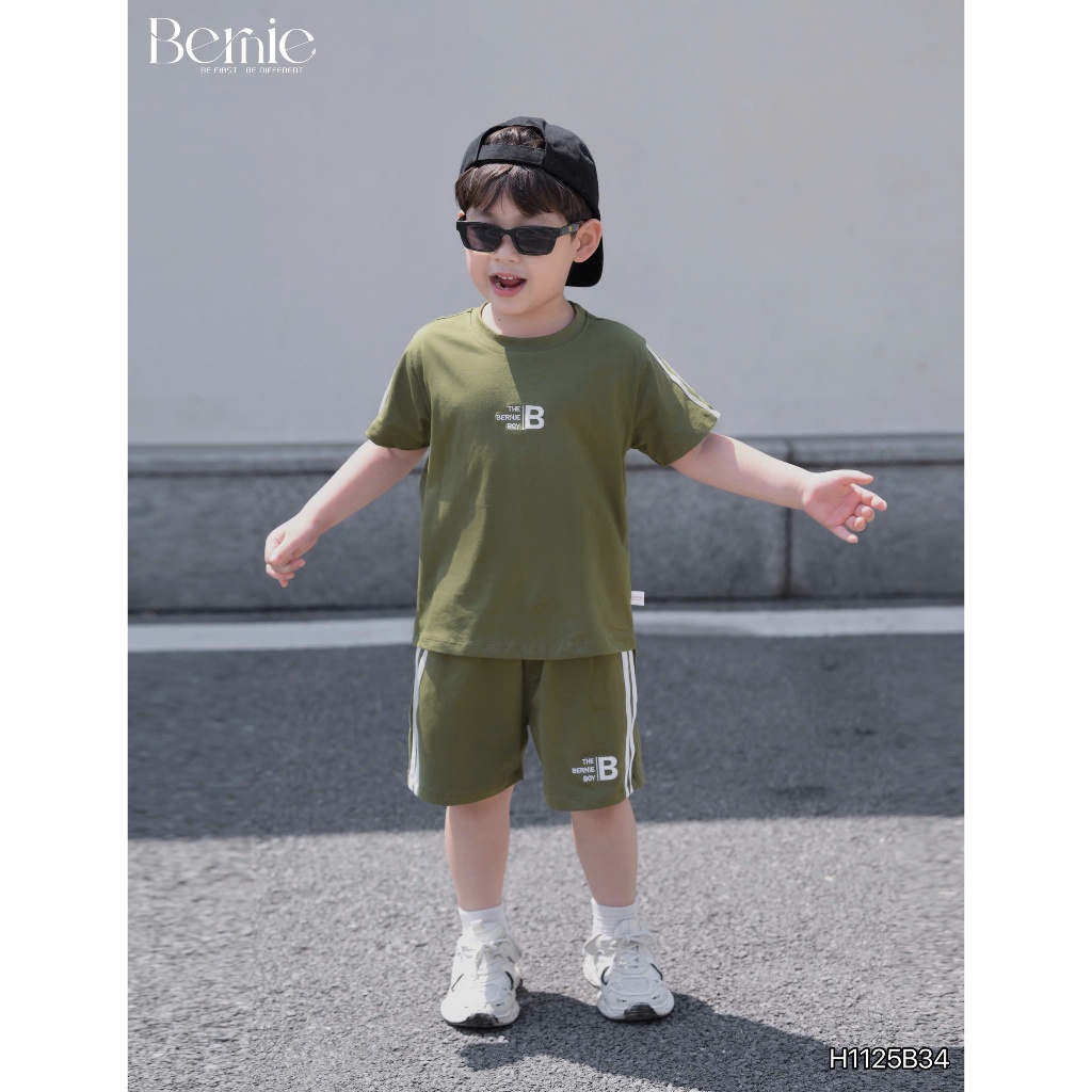 (Hãng Bernie)Bộ quần áo thể thao thêu chữ THE BERNIE BOY,chất cotton mềm mại thoáng mát ,phong cách thể thao năng động