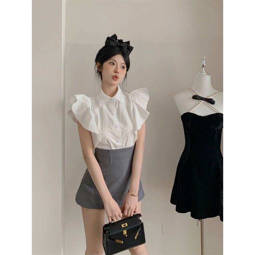 (HÀNG QCCC) Áo sơ mi cánh tiên phối kiểu dáng Hàn Quốc phong cách tiểu thư XIMIMI SP454