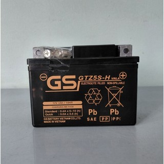 Bình acquy xe máy 12v khô miễn bảo dưỡng GS GTZ5S-H (12V-4ah)