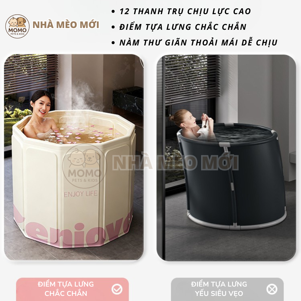HỎA TỐC HCM- Bồn tắm gấp / Bồn tắm gấp gọn cho người lớn cao cấp, độ dày 7 lớp với 12 tấm ván bọc xung quanh chắc chắn