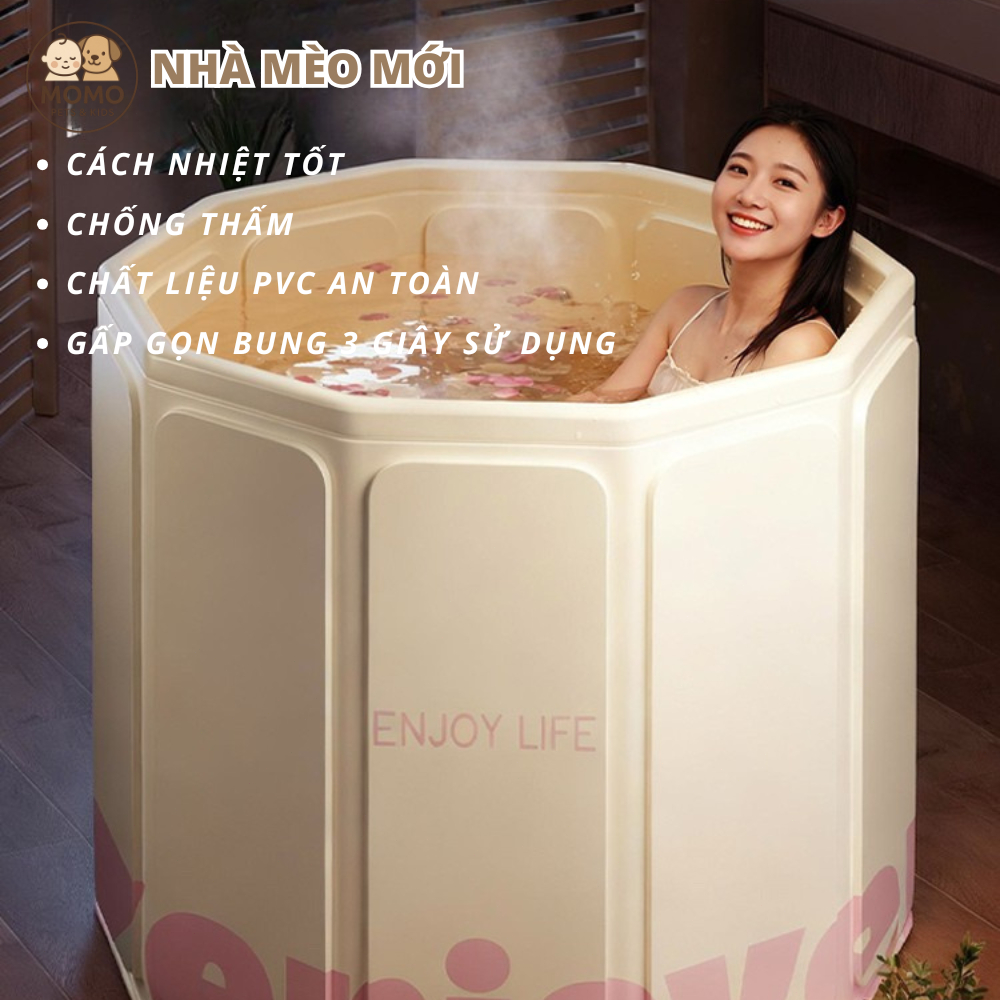 HỎA TỐC HCM- Bồn tắm gấp / Bồn tắm gấp gọn cho người lớn cao cấp, độ dày 7 lớp với 12 tấm ván bọc xung quanh chắc chắn