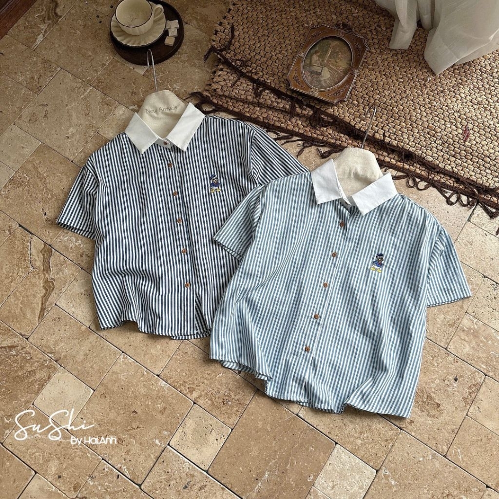 [𝑯𝒂 𝑨𝒏𝒉] Áo Sơ Mi Cộc  Pha Cổ QCL1
