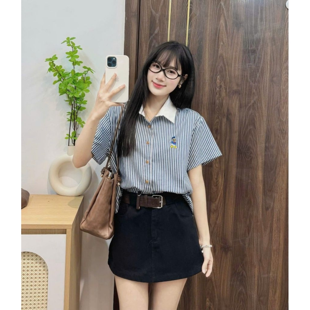 [𝑯𝒂 𝑨𝒏𝒉] Áo Sơ Mi Cộc  Pha Cổ QCL1