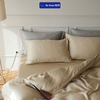 Bộ Ga Giường 5 Món He thong NEM Cao Cấp Set Drap Giường Chăn Ga Gối Lụa Tencel Cotton Trải Phủ Giường Êm Ái Sang Trọng