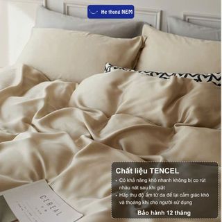 Bộ Ga Giường 5 Món He thong NEM Cao Cấp Set Drap Giường Chăn Ga Gối Lụa Tencel Cotton Trải Phủ Giường Êm Ái Sang Trọng